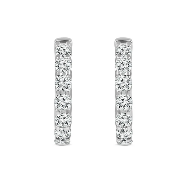 18ct White Gold Lab Grown Diamond Hoop Huggies - alternate view