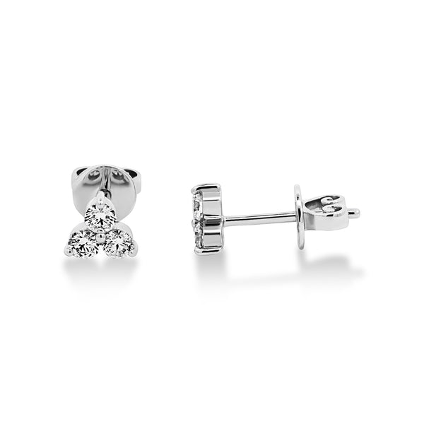 9ct White Gold Three Stone Diamond Set Earrings - alternate view