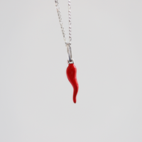Sterling Silver Red Enamel Chili Pendant