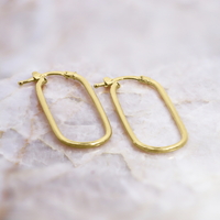 9ct Yellow Gold Fine Long Oval Hoops