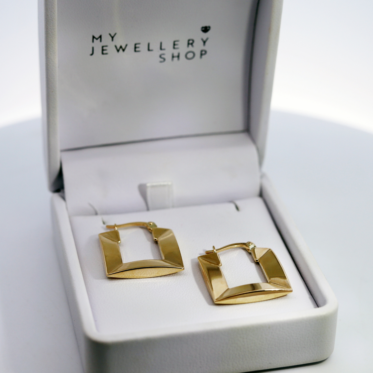 9ct Yellow Gold Square Pillow Cut Hoop Earrrings