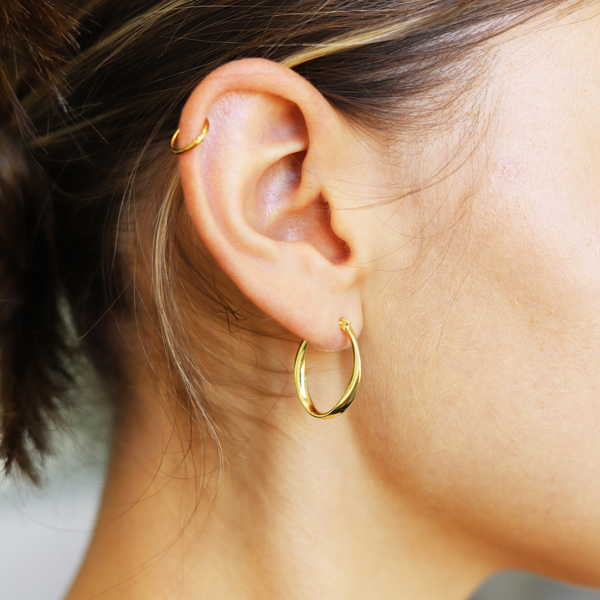 9ct Yellow Gold Silver Bonded Hoop Earrings - alternate view