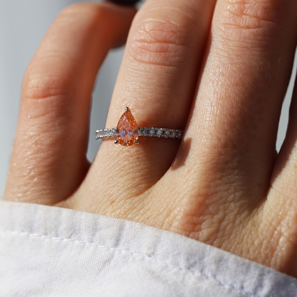 0.77ct Peach Pear Lab Grown Diamond Engagement Ring - alternate view