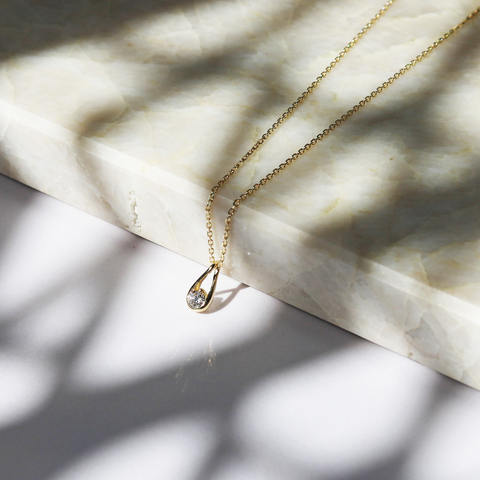 9ct Yellow Gold Teardrop Lab Grown Diamond Necklace - alternate view