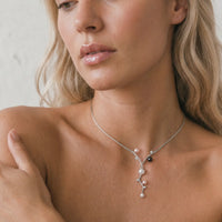 9ct White Gold Pearl & Cubic Zirconia Vine Necklace