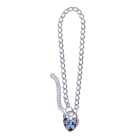 Sterling Silver Childs Bracelet With Blue Bird Padlock - alternate view