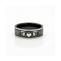 Men's Black Zirconium Wedding Ring With Claddagh & Celtic Pattern