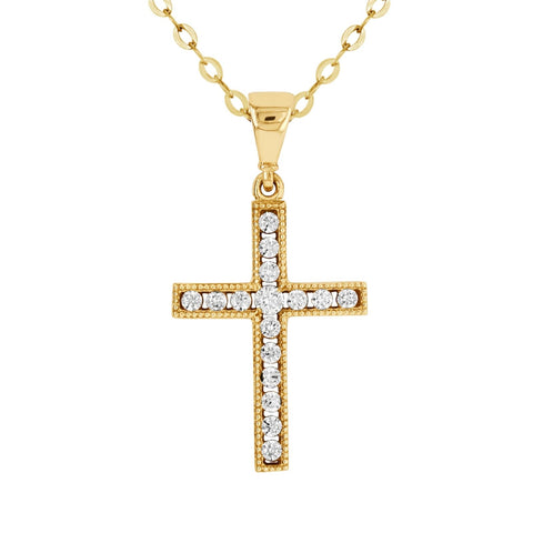 9ct Yellow Gold Cubic Zirconia Cross - alternate view
