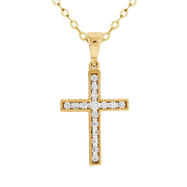 9ct Yellow Gold Cubic Zirconia Cross - alternate view