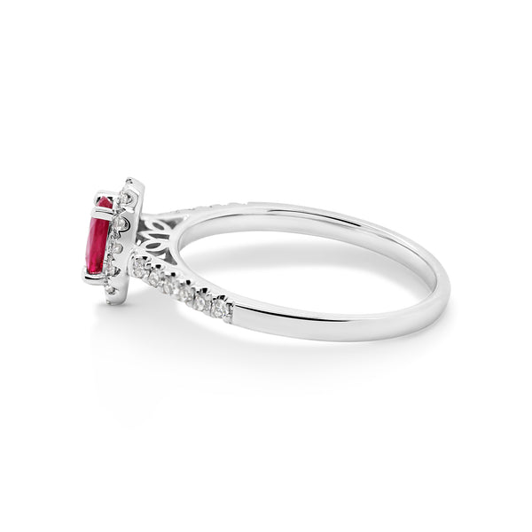 18ct White Gold Oval Ruby & Diamond Ring - alternate view