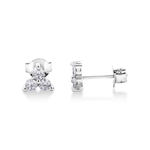 Sterling Silver Cubic Zirconia Flower Stud Earring - alternate view