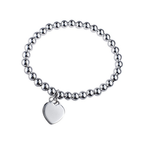 Sterling Silver Italian Elastic Bracelet With Heart - alternate view