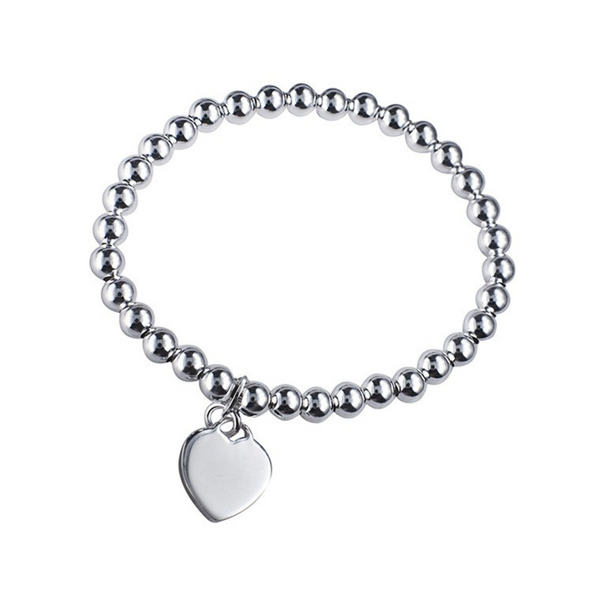 Sterling Silver Italian Elastic Bracelet With Heart - alternate view