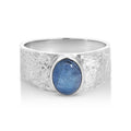 Sterling Silver Aquamarine Hammerset Dress Ring