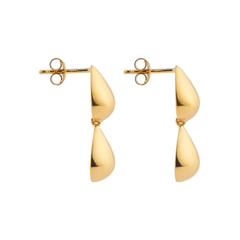 Najo Gold Plated Liora Double Drop Stud Earring - alternate view