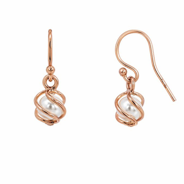 9ct Rose Gold Freshwater Pearl Drop Earrings