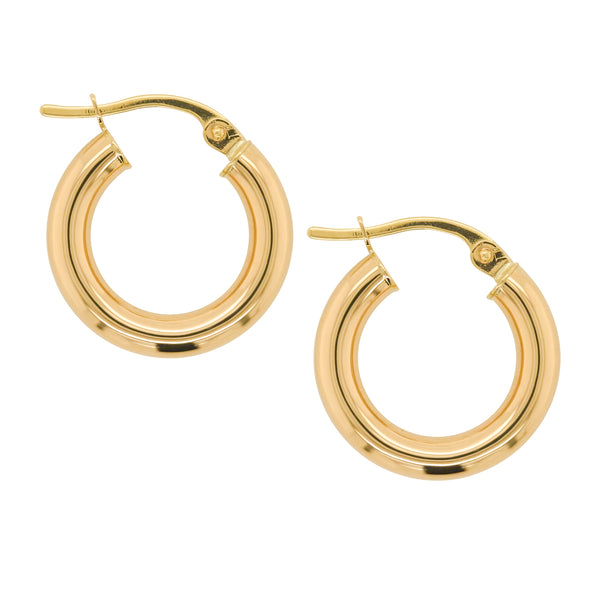 9ct Yellow Gold Plain Italian Small Hoop Earrings - alternate view