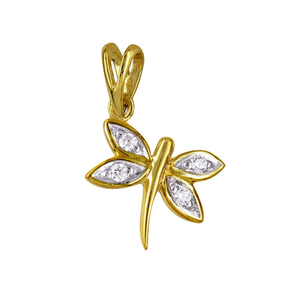 9ct Yellow Gold CZ Dragonfly Pendant - alternate view