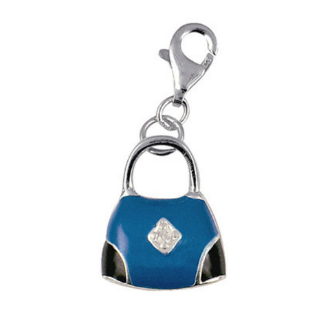 Sterling Silver Blue Enamel Handbag - alternate view