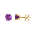 9ct Yellow Gold Natural Amethyst Stud Earrings