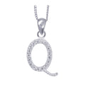 Sterling Silver Cubic Zirconia Letter Q Necklace