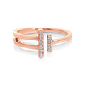 0.06ct Round Natural Diamond T Bar Dress Ring