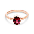 9ct Rose Gold Oval Bezel Set Rhodolite Garnet Ring