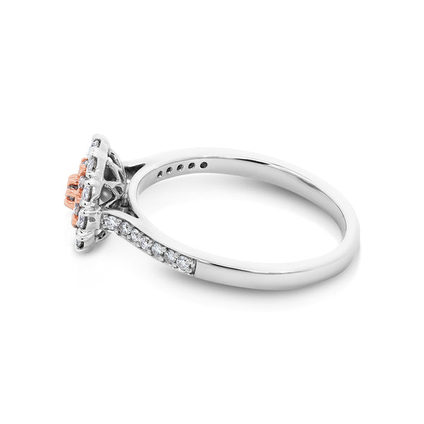 0.55ct Round Natural Australian Pink & White Diamond Ring - alternate view