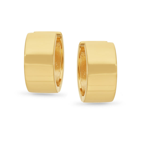 9ct Yellow Gold Wide Huggie Earrings - alternate view
