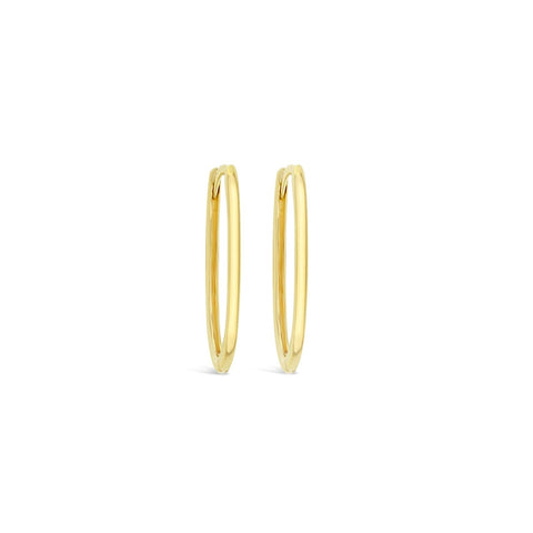 9ct Yellow Gold Paperclip Oval Huggie Earrings - alternate view