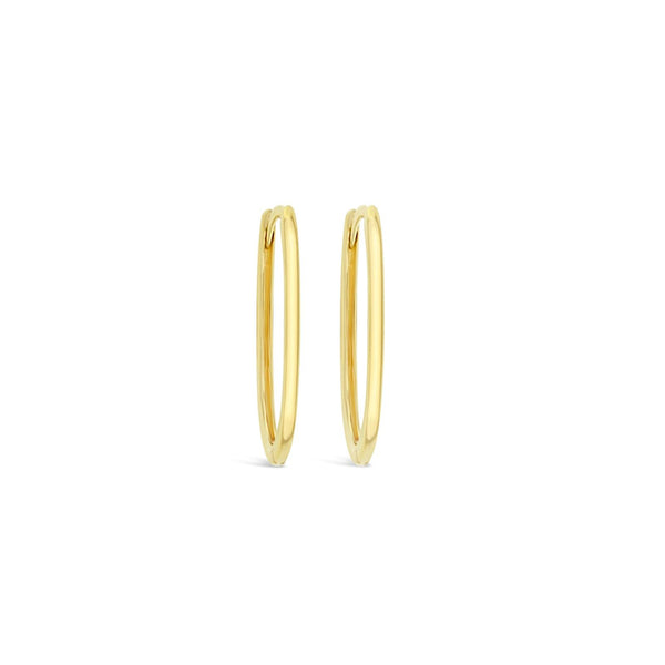 9ct Yellow Gold Paperclip Oval Huggie Earrings - alternate view
