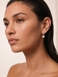 Sterling Silver Oval Freshwater Pearl Hoop Earrings
