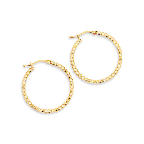 9ct Yellow Gold 15mm Ball Hoop Earrings - alternate view