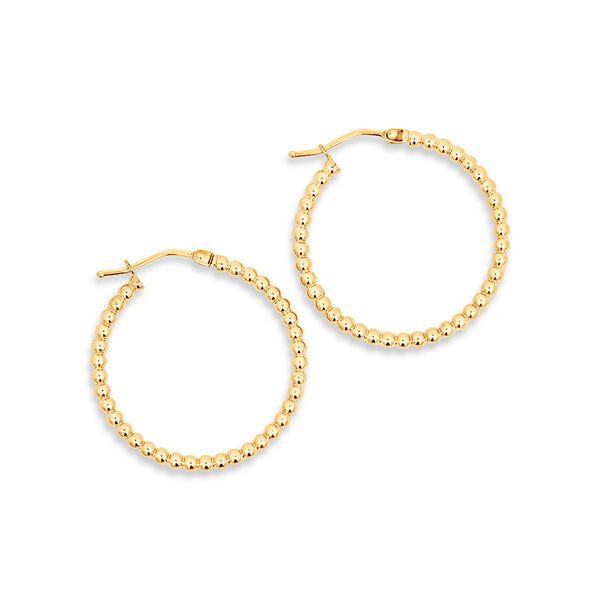 9ct Yellow Gold 15mm Ball Hoop Earrings - alternate view