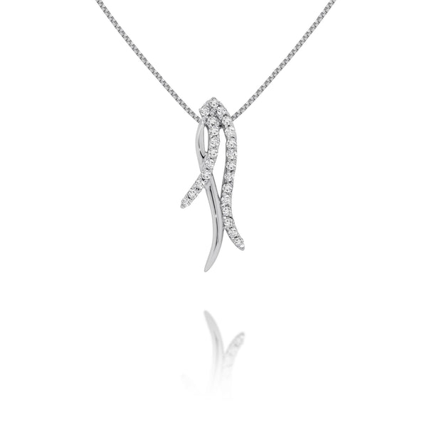 9ct White Gold Diamond Spray Pendant - alternate view
