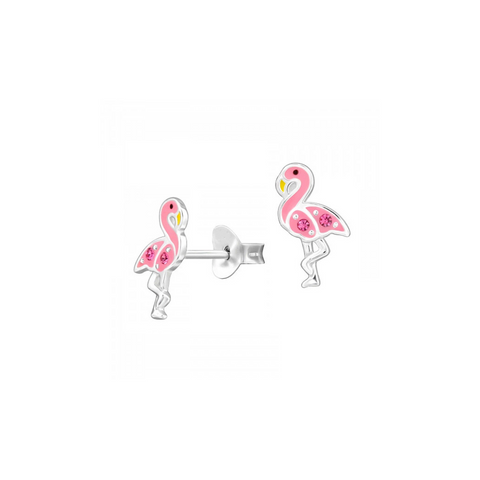 Sterling Silver Pink Flamingo Earrings - alternate view