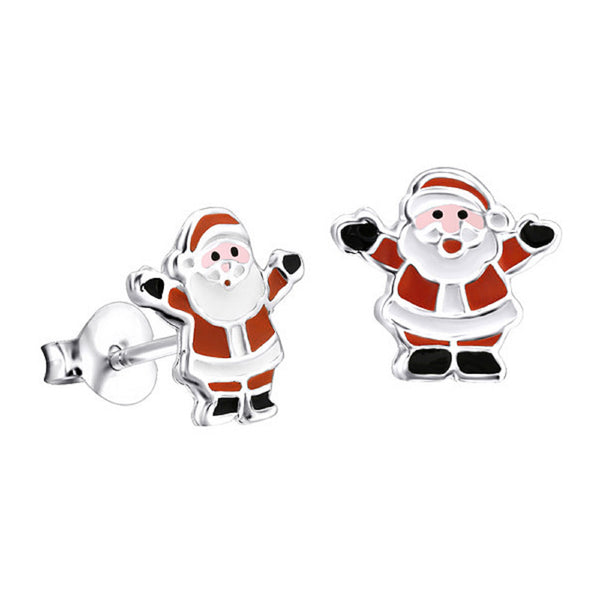 Sterling Silver Enamel Christmas Santa Earrings - alternate view