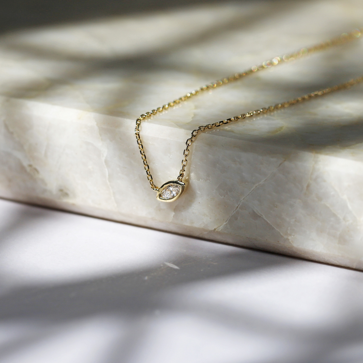 9ct Yellow Gold Marquise Lab Grown Diamond Necklace