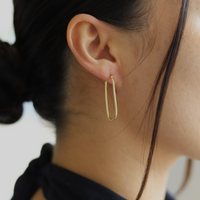 9ct Yellow Gold Fine Long Oval Hoops