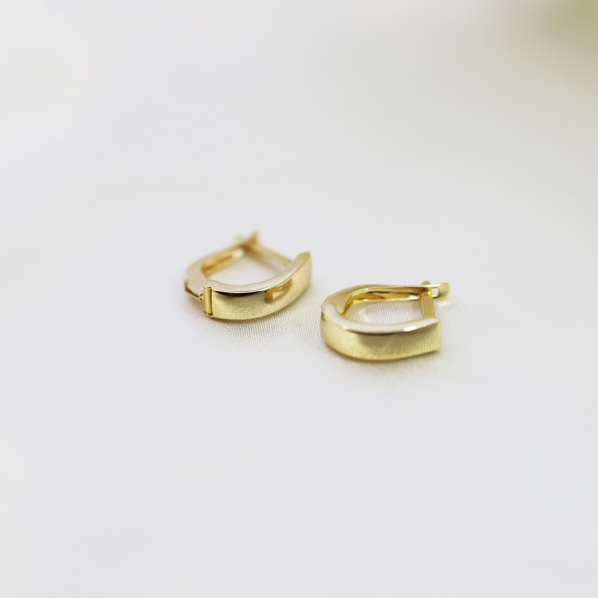 9ct Yellow Gold Silver Bonded Square Huggie Earrings