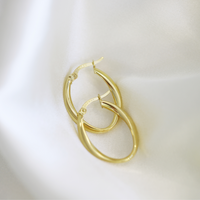 9ct Yellow Gold Silver Bonded Hoop Earrings