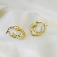 9ct Yellow Gold Silver Bonded Double Hoop Earrings
