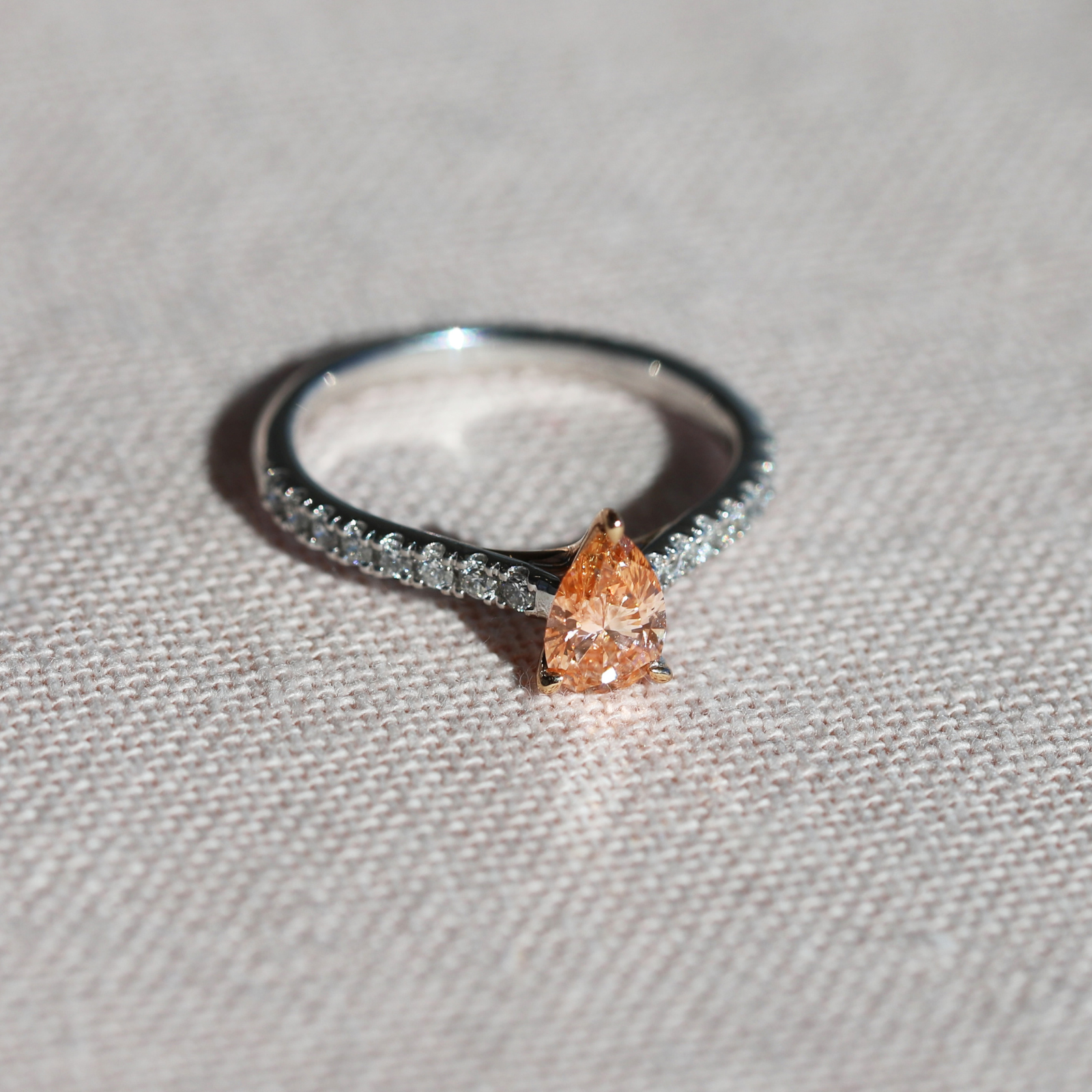 0.77ct Peach Pear Lab Grown Diamond Engagement Ring