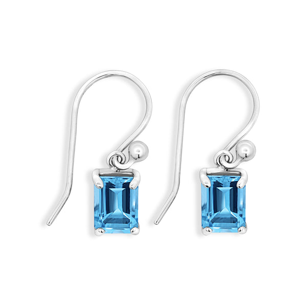 Sterling Silver Blue Topaz Drop Earrings - alternate view