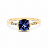 9ct Yellow Gold Tanzanite & Lab Grown Diamond Dress Ring