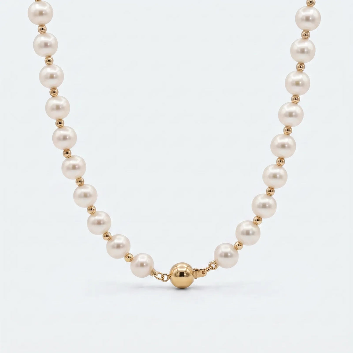 14ct Yellow Gold Bead And Pearl Necklace