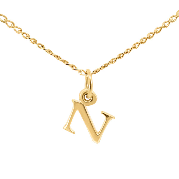 9ct Yellow Gold Block Initial Letter N - alternate view