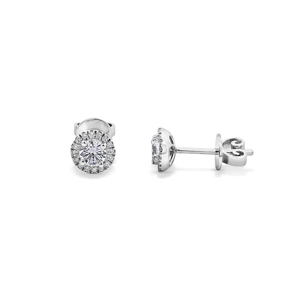 18ct White Gold Diamond Studs With Halo - alternate view