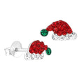 Sterling Silver Crystal Santa Hat Earrings