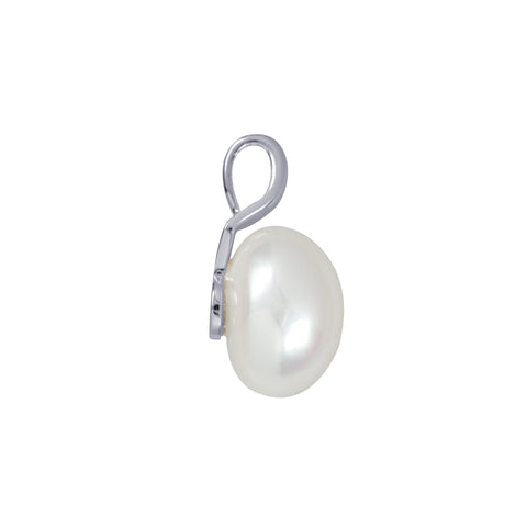 Sterling Silver Freshwater Button Pearl Pendant - alternate view